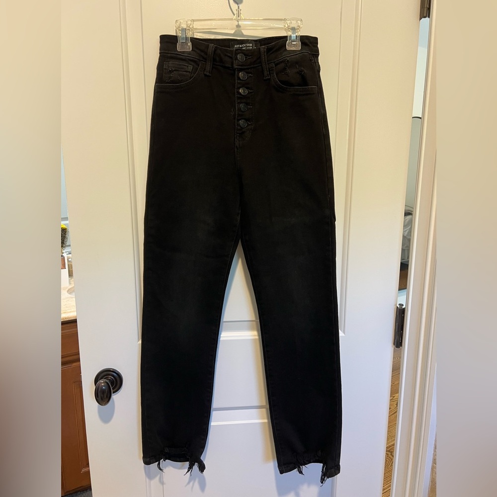 JBD Black High Waisted Straight Leg Jeans